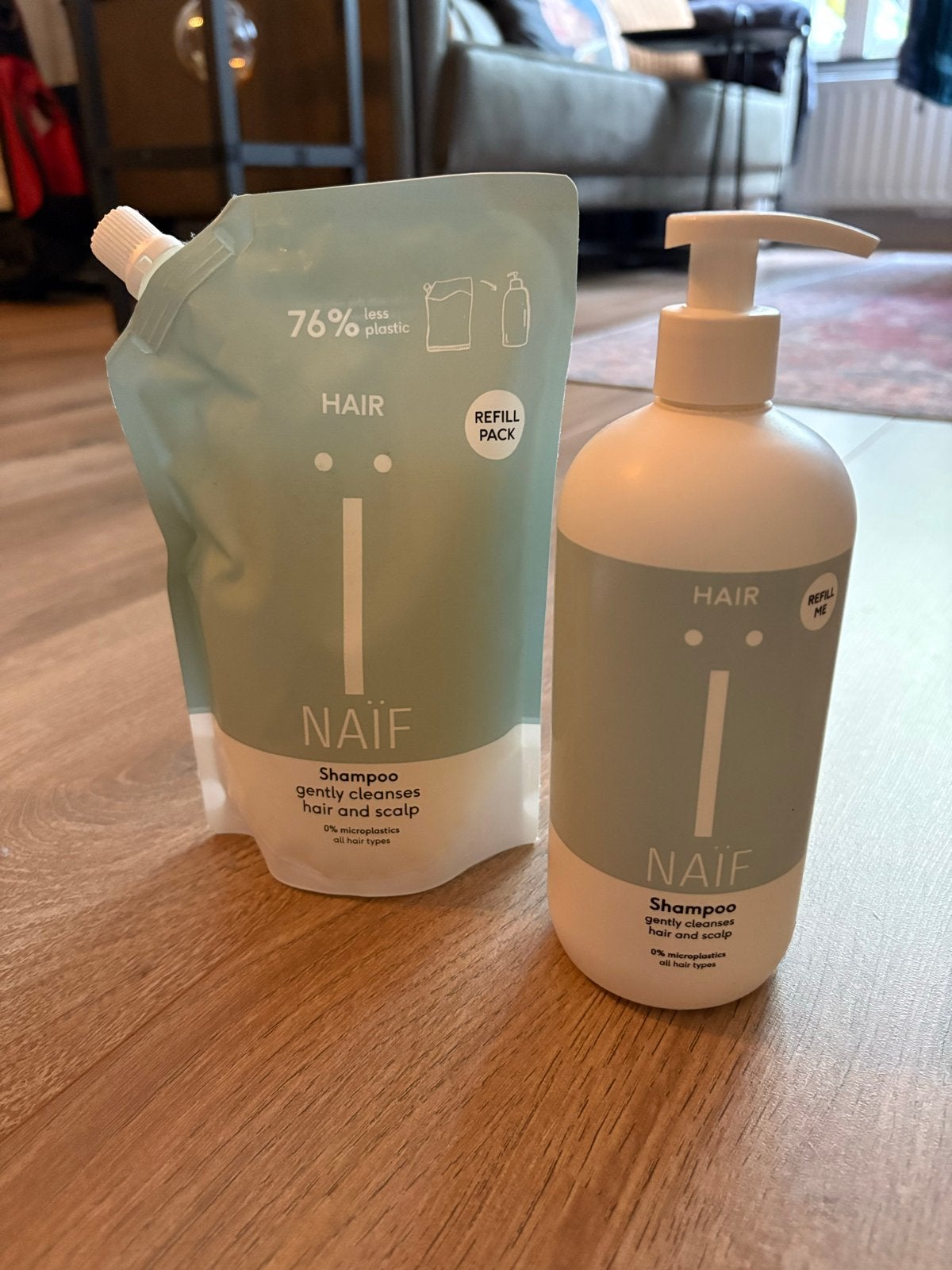 Naïf Shampoo 500 ml + navulverpakking 500 ml, Ophalen of Verzenden, Zo goed als nieuw, Shampoo of Conditioner
