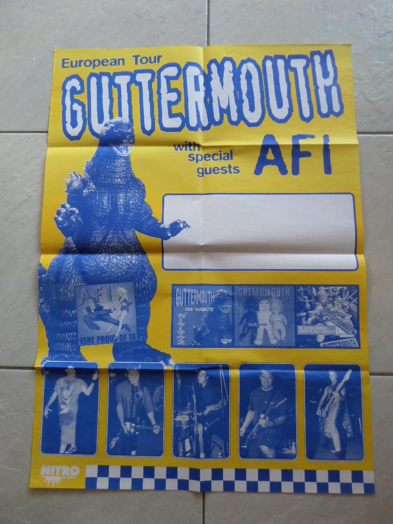 GUTTERMOUTH/ AFI - European tour poster 1996, Rechthoekig Staand, Ophalen of Verzenden, Zo goed als nieuw, A1 t/m A3