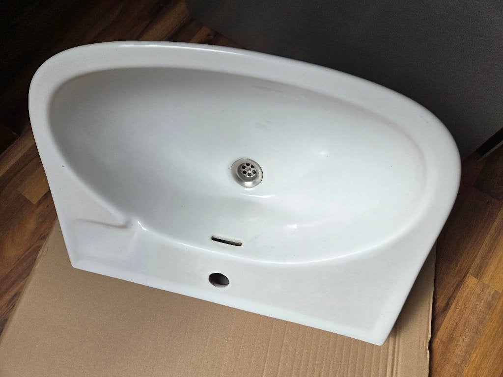 Witte wastafel met consoles, Ophalen, Gebruikt, Steen, Wastafel