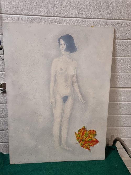 schilderij naakte vrouw met eikenblad, Huis en Inrichting, Ophalen of Verzenden, 'T Olde Gre-j, Info@toldegrej.nl, Endepoelstraat 20f Didam