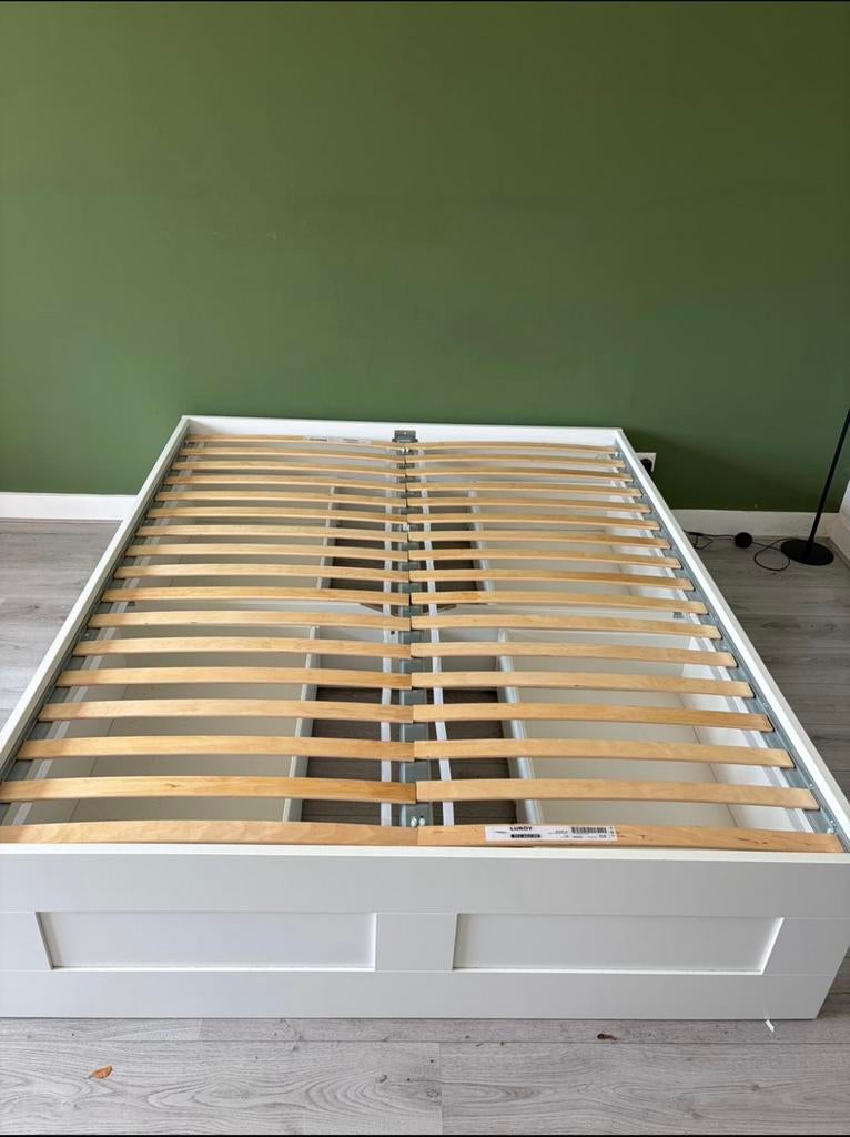 Ikea bed Luröy - Wit, Ophalen, Wit, Tweepersoons, Zo goed als nieuw