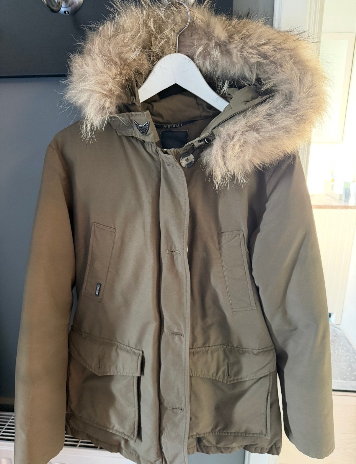 Airforce winterjas met bontkraag - Maat M, Ophalen of Verzenden, Zo goed als nieuw, Maat 38/40 (M), Groen