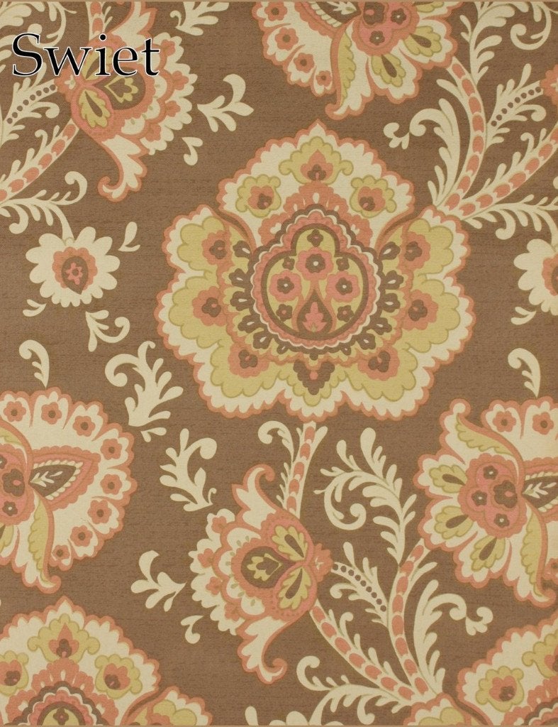 4374 Vintage barokbehang  70s guirlande  bloemmotief swiet, Verzenden, Bruin