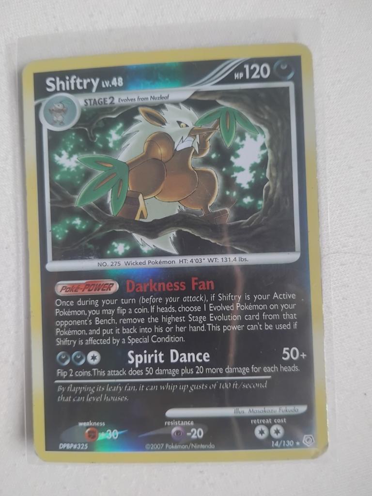 Shiftry Lv.48 Pokémon Kaart reverse holo 2007 14/130, Ophalen of Verzenden, Gebruikt, Losse kaart