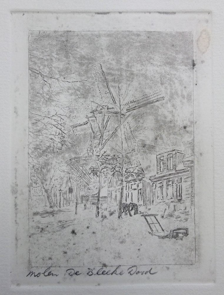 Molen De Bleeke Dood Zaandijk - Nic de Carpentier, Ophalen of Verzenden, Landschap, Ets, 1900 - 1949