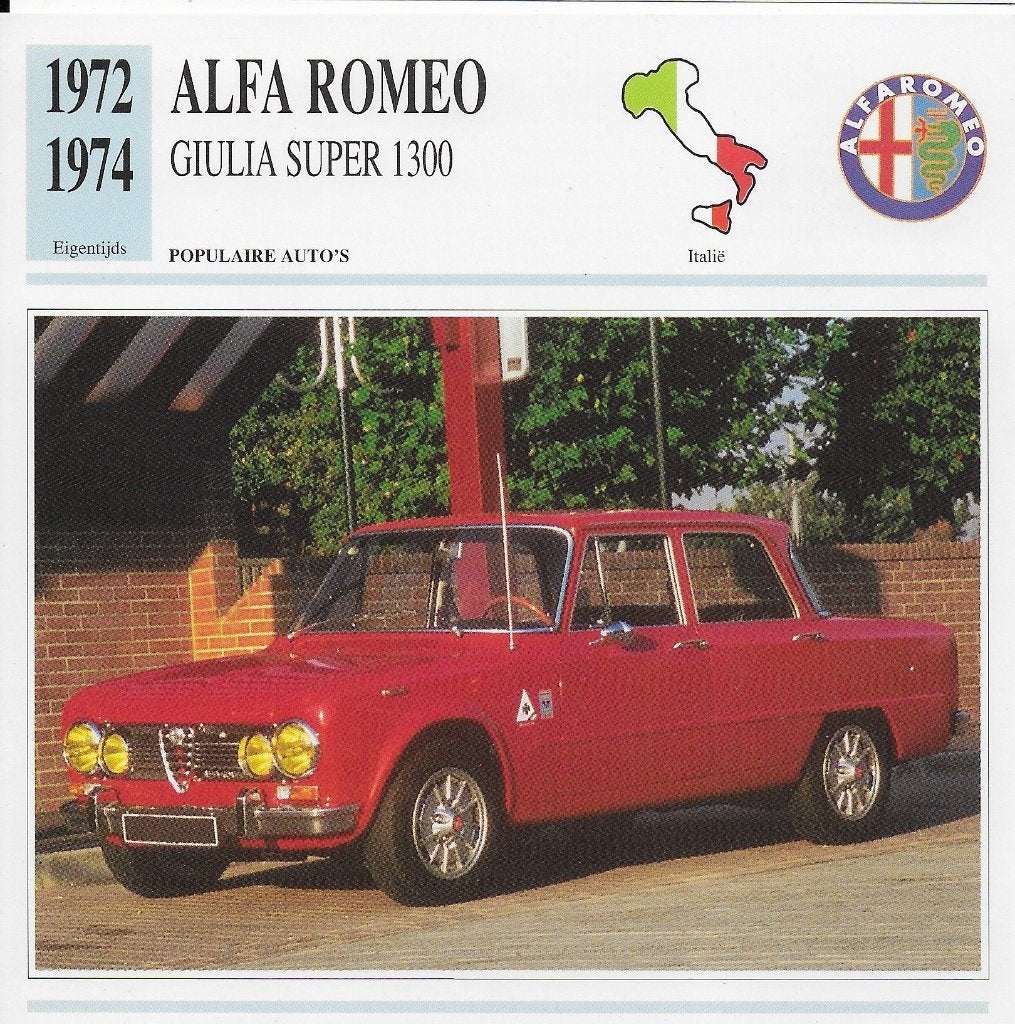Ma752 autokaart alfa romeo giulia super 1300 (1972 - 1974), Ophalen of Verzenden, Zo goed als nieuw, Auto's