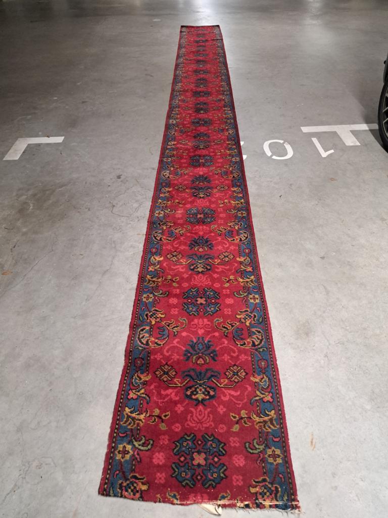 Vintage gebruikte traploper karmijn rood 6.15 m bij 58 cm, Ophalen, Gebruikt, 200 cm of meer, 50 tot 100 cm