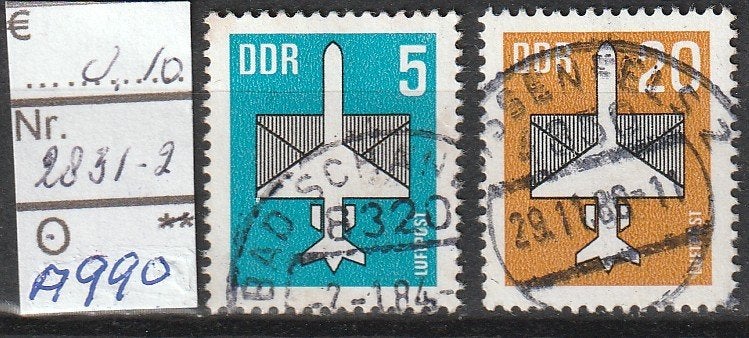 DDR Luchtpostzegels Michel 2831-2 Nr.A990g, Verzenden, DDR, Gestempeld