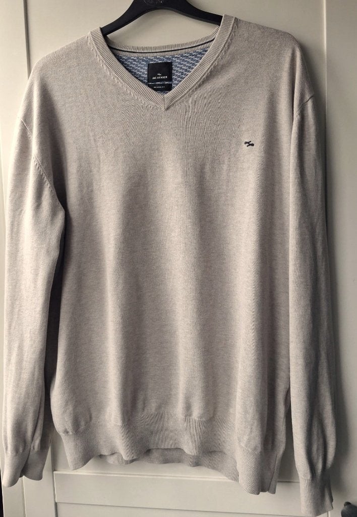 Beige zomertrui met V-hals Jac Hensen maat L, Kleding | Heren, Maat 52/54 (L), Beige, Ophalen of Verzenden, Zo goed als nieuw