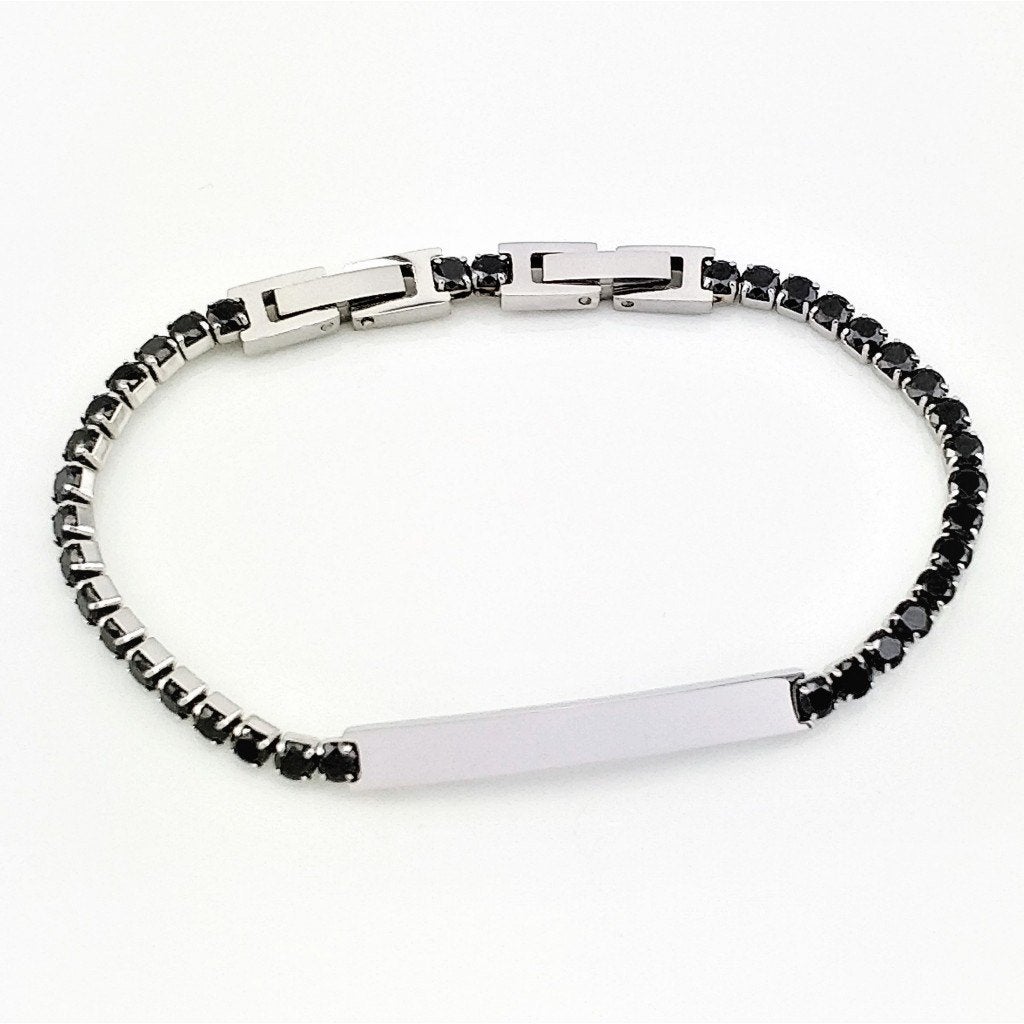 RVS Tennisarmband met Zwarte Zirkonia s, Met kristal, Staal, Birgitta-Gracht 33, 6465 EL Kerkrade, Nederland, Verzenden