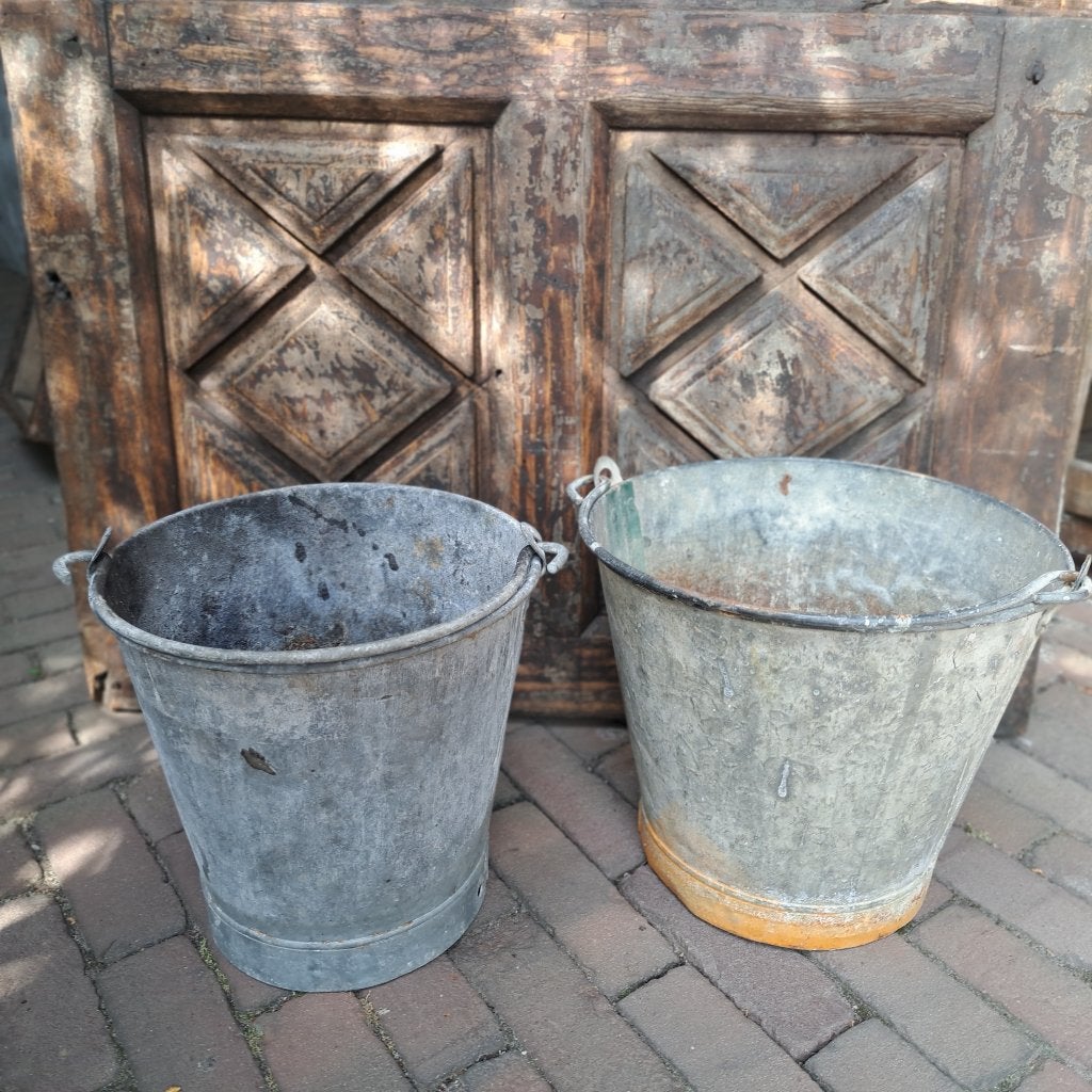 1x Oude brocante zinken emmer met hengsel waterdicht *Etage3, Gebruikt, ., Ophalen of Verzenden, .