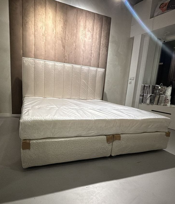 Boxspring TEDDY ALLE MATEN OP=OP  !! 90x200 €349,99, Huis en Inrichting, Beige, Ophalen of Verzenden, 180 cm, Nieuw