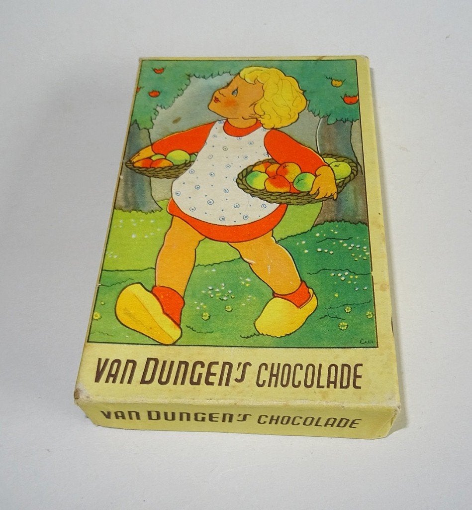 Doosje Van Dungen chocolade Rie Kramer meisje appelmanden, Ophalen of Verzenden, Verpakking