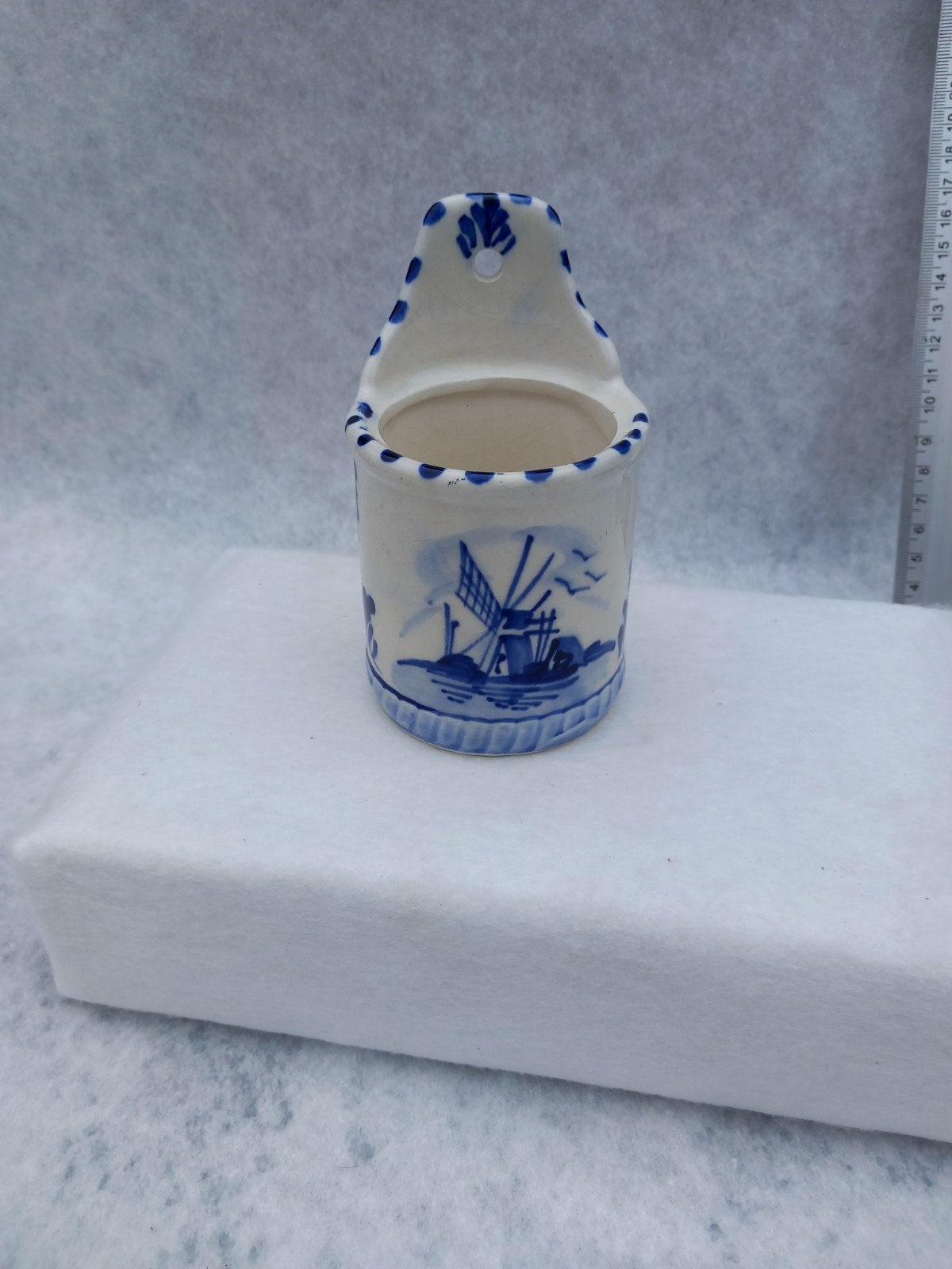 Delfts Blauw Wandvaasje met Molen Decoratie, Antiek en Kunst, Ophalen of Verzenden