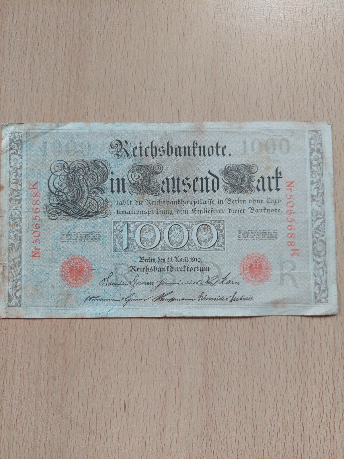 Zeldzame 1000 Mark Reichsbanknote uit 1910, Ophalen of Verzenden, Duitsland, Los biljet