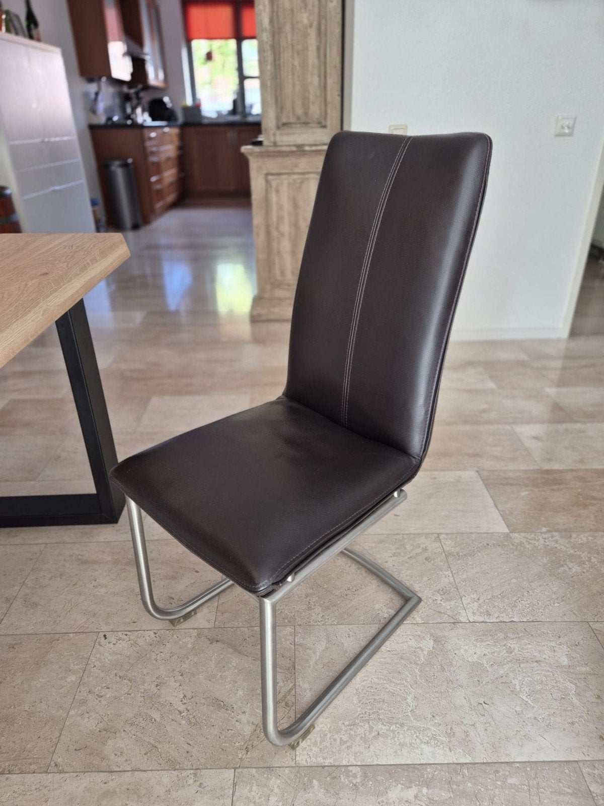 Elegante eetkamerstoelen - Set van 4 - donkerbruin leer