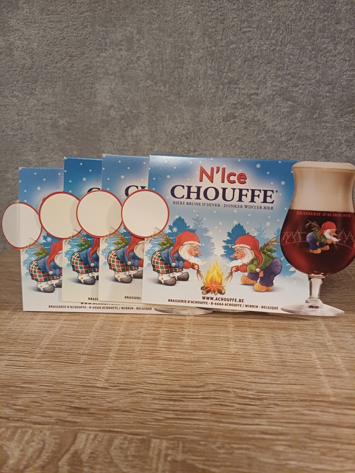 N'ice chouffe tafelstandaards set van 4 stuks, Ophalen of Verzenden, Nieuw, Reclamebord, Plaat of Schild, Overige merken