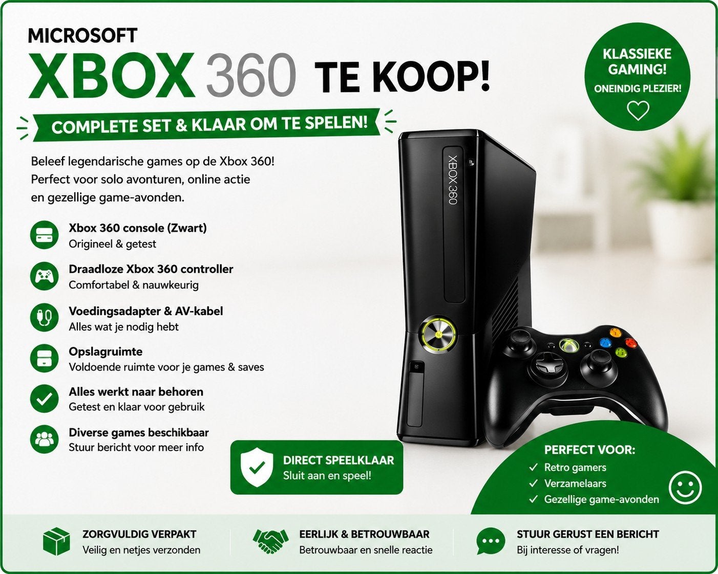 Xbox 360 60GB te Koop – Compleet & Klaar om te Gamen, Spelcomputers en Games, Spelcomputers | Xbox 360, Ophalen of Verzenden, Zo goed als nieuw