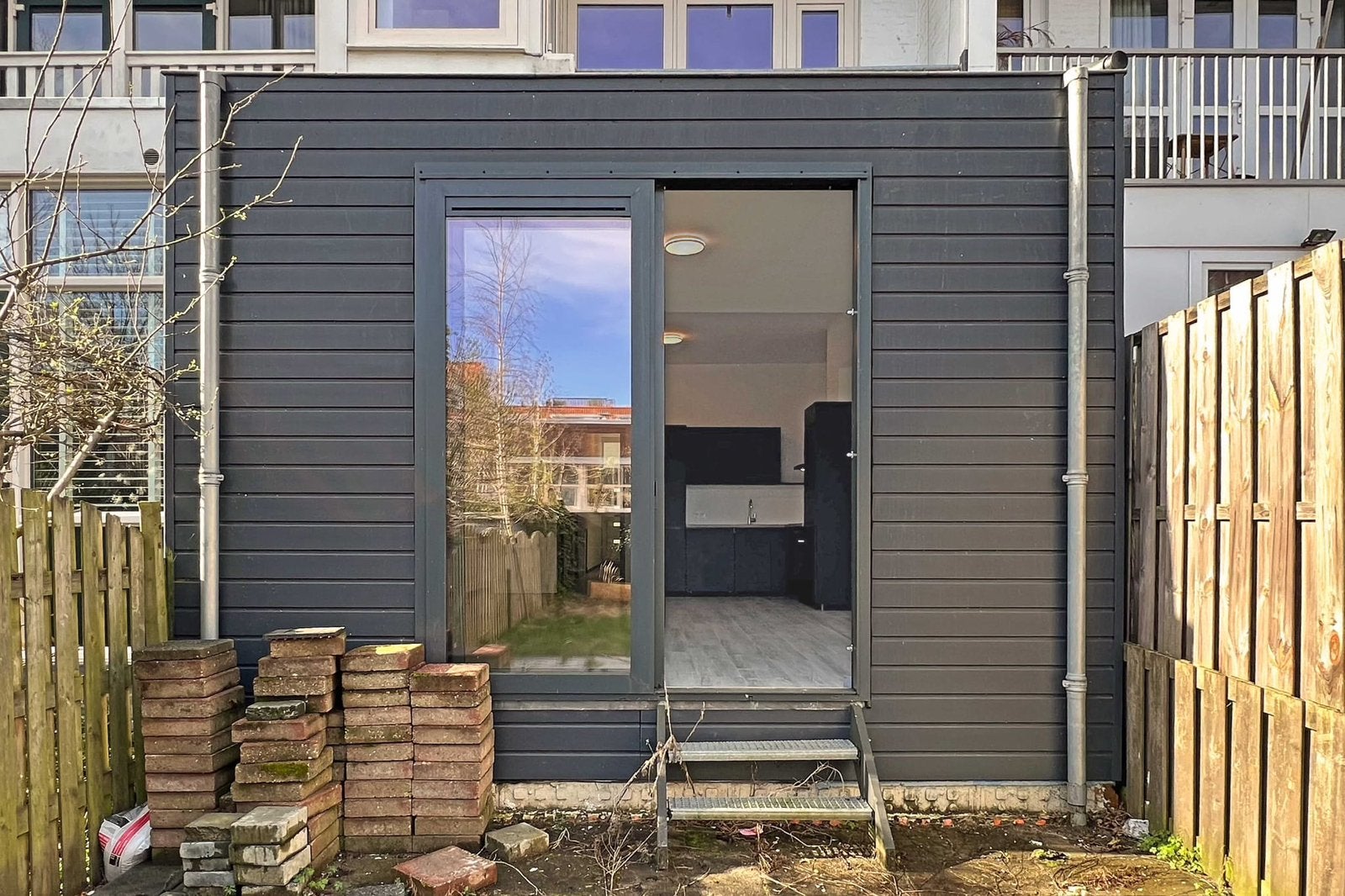 Aluminium schuifpui in antraciet, Ophalen, Gebruikt, 225 cm of meer, Aluminium