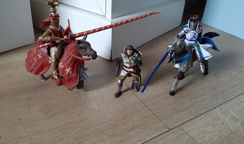 Schleich papo bbi blue box ridders te paard, Ophalen of Verzenden, Gebruikt