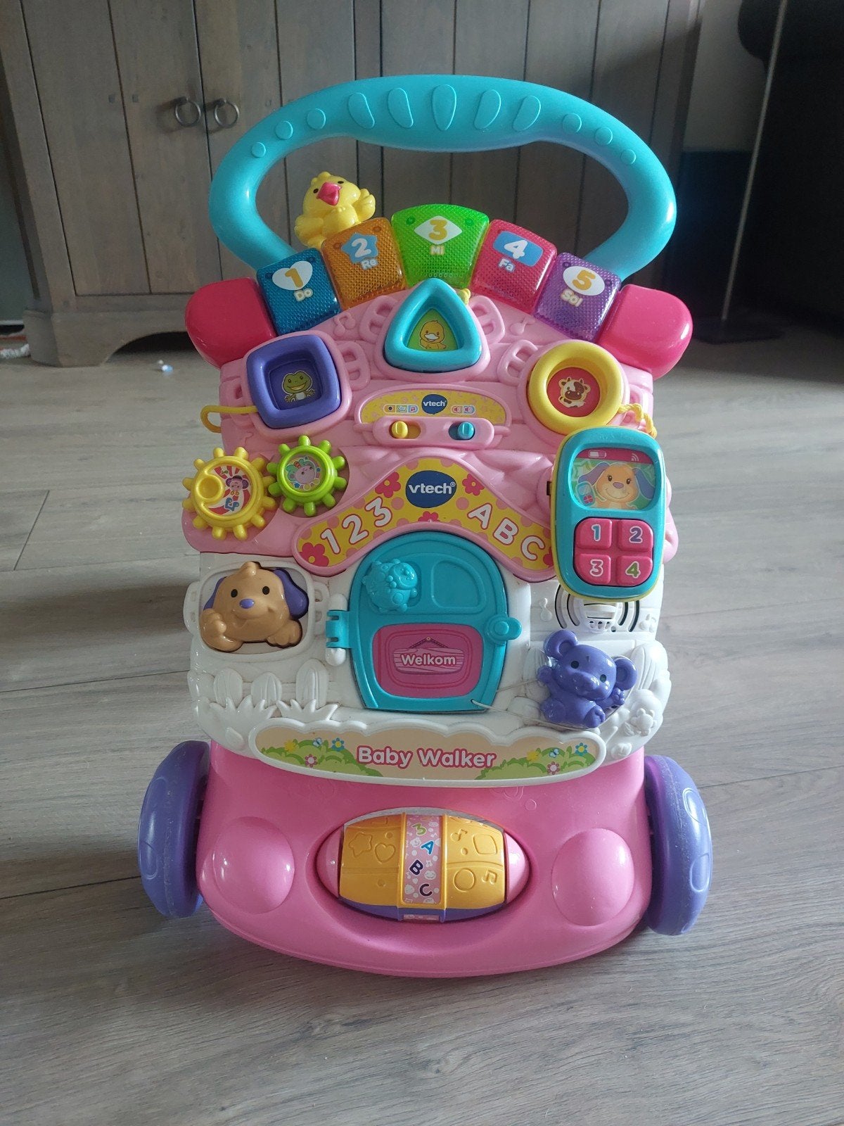 v tech babywalker roze als nieuw, Kinderen en Baby's, Speelgoed | Vtech, Ophalen, Zo goed als nieuw, 6 maanden tot 2 jaar