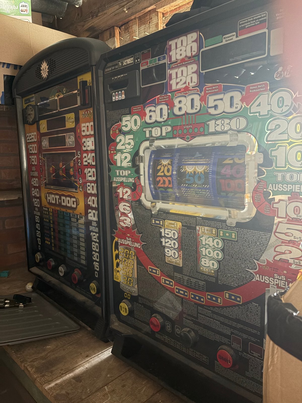Duitse wandgokkast merkur/ fruitautomaat - Hot-Dog & Top 180, Verzamelen, Overige munten, Ophalen, Gebruikt