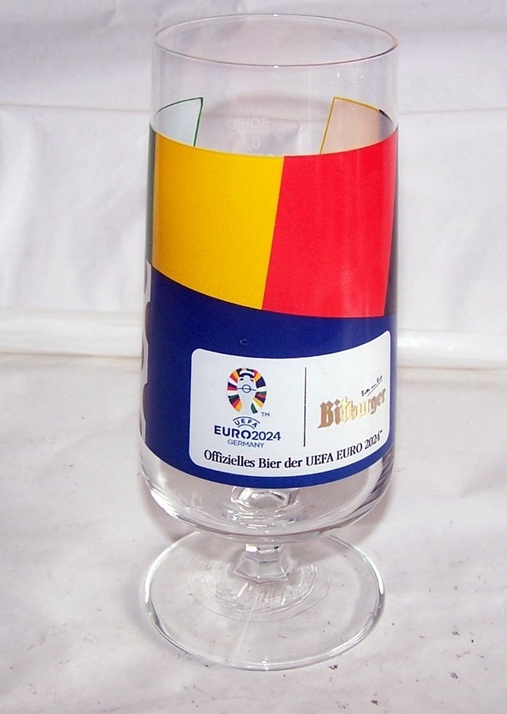 Prachtig glas Bitburger Europese kampioenschappen 2024. Nw., Verzamelen, Ophalen of Verzenden, Zo goed als nieuw, Bierglas