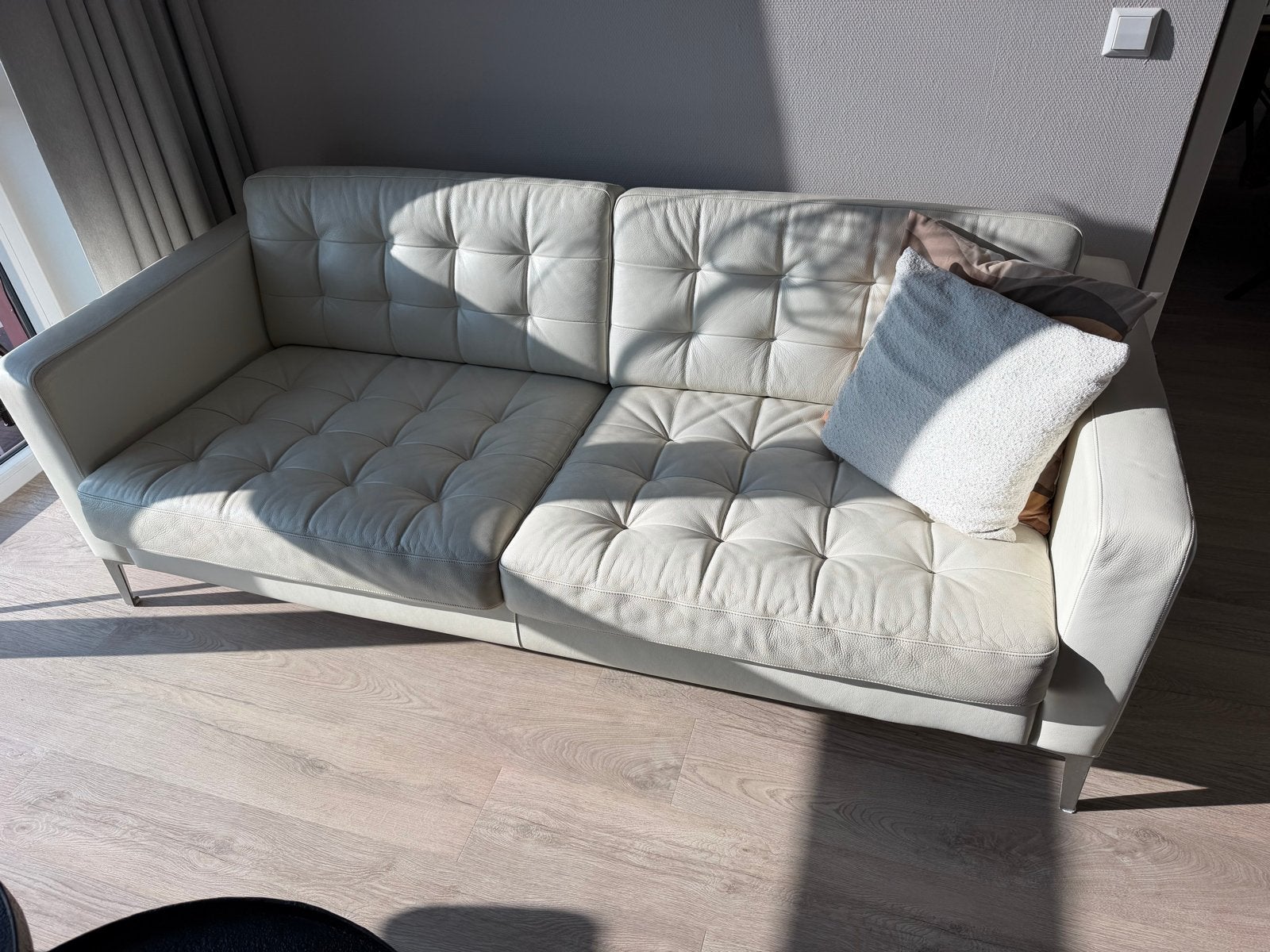 IKEA Landskrona bank - 3-zitsbank in leer, Huis en Inrichting, Banken | Sofa's en Chaises Longues, Gebruikt, Tweepersoons, 200 tot 250 cm