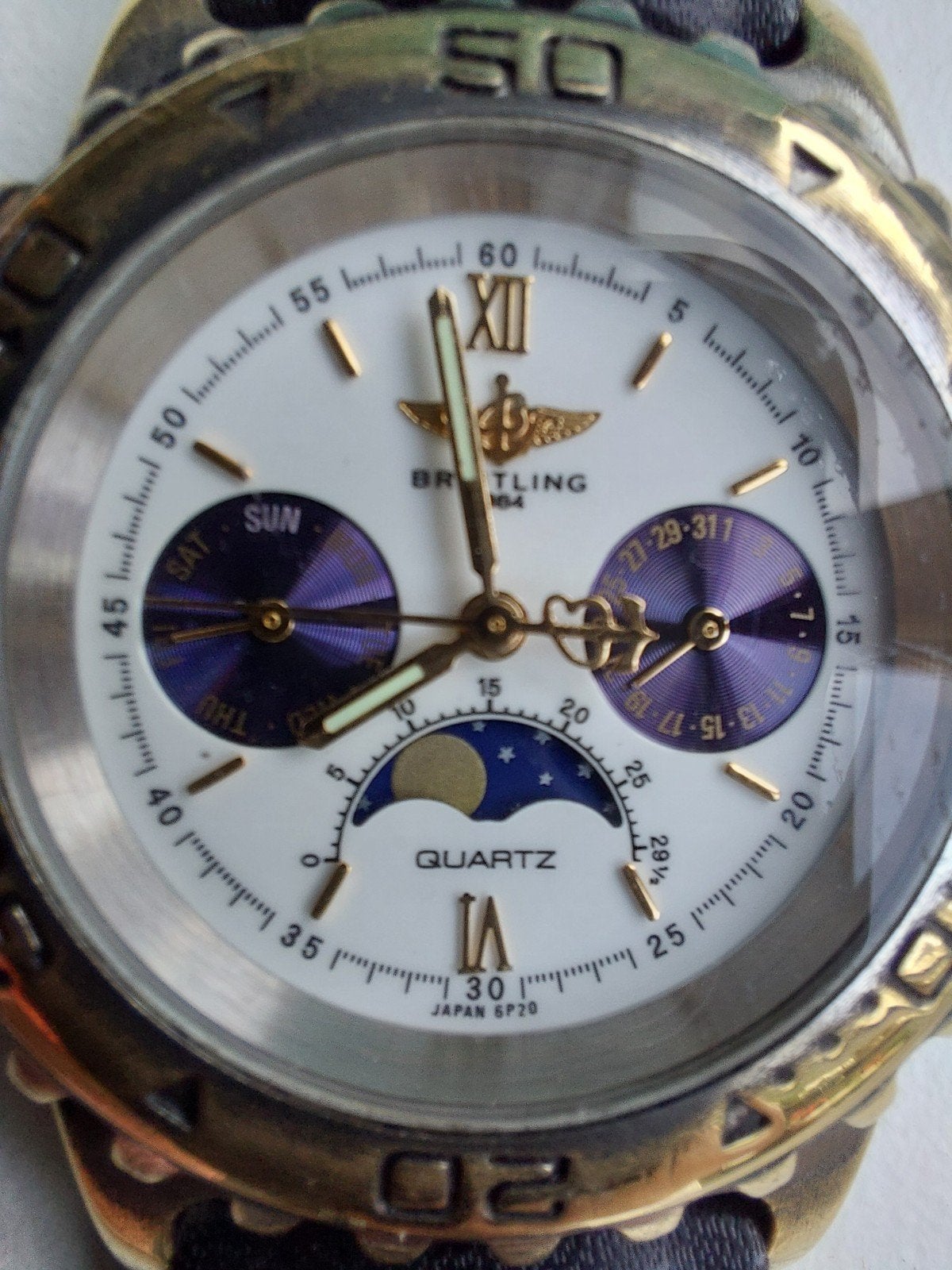 Breitling horloge met leren band, Ophalen of Verzenden, Gebruikt, Leer, Breitling