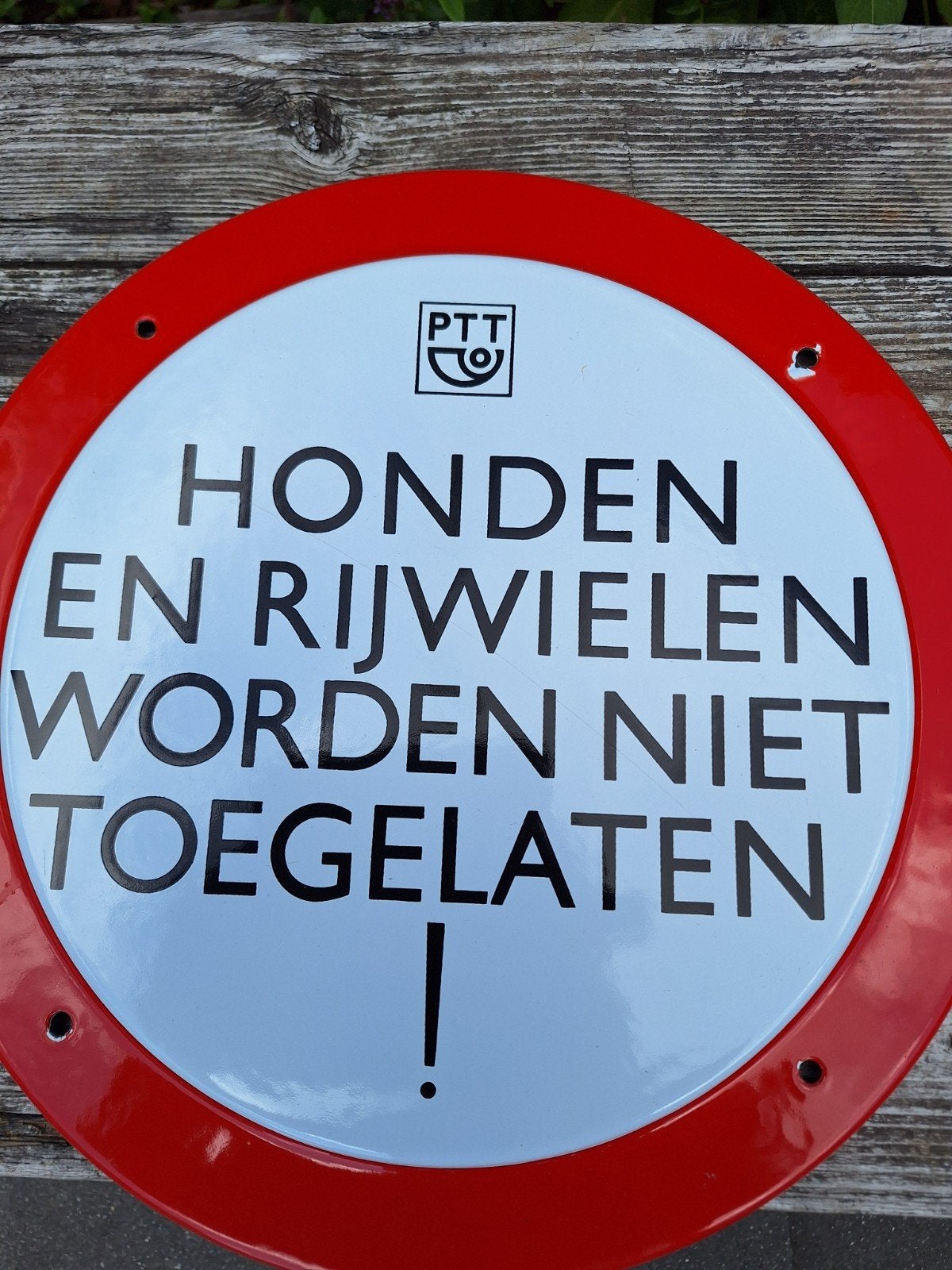 emaille verbodsbord ptt., Verzamelen, Ophalen of Verzenden, Gebruikt, Gebruiksvoorwerp