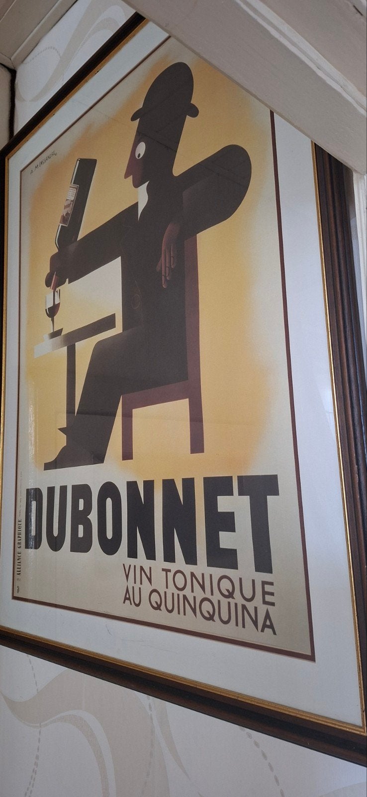 vintage poster Dubonnet a m Cassandre alliance graphique, Ophalen of Verzenden, Reclamebord