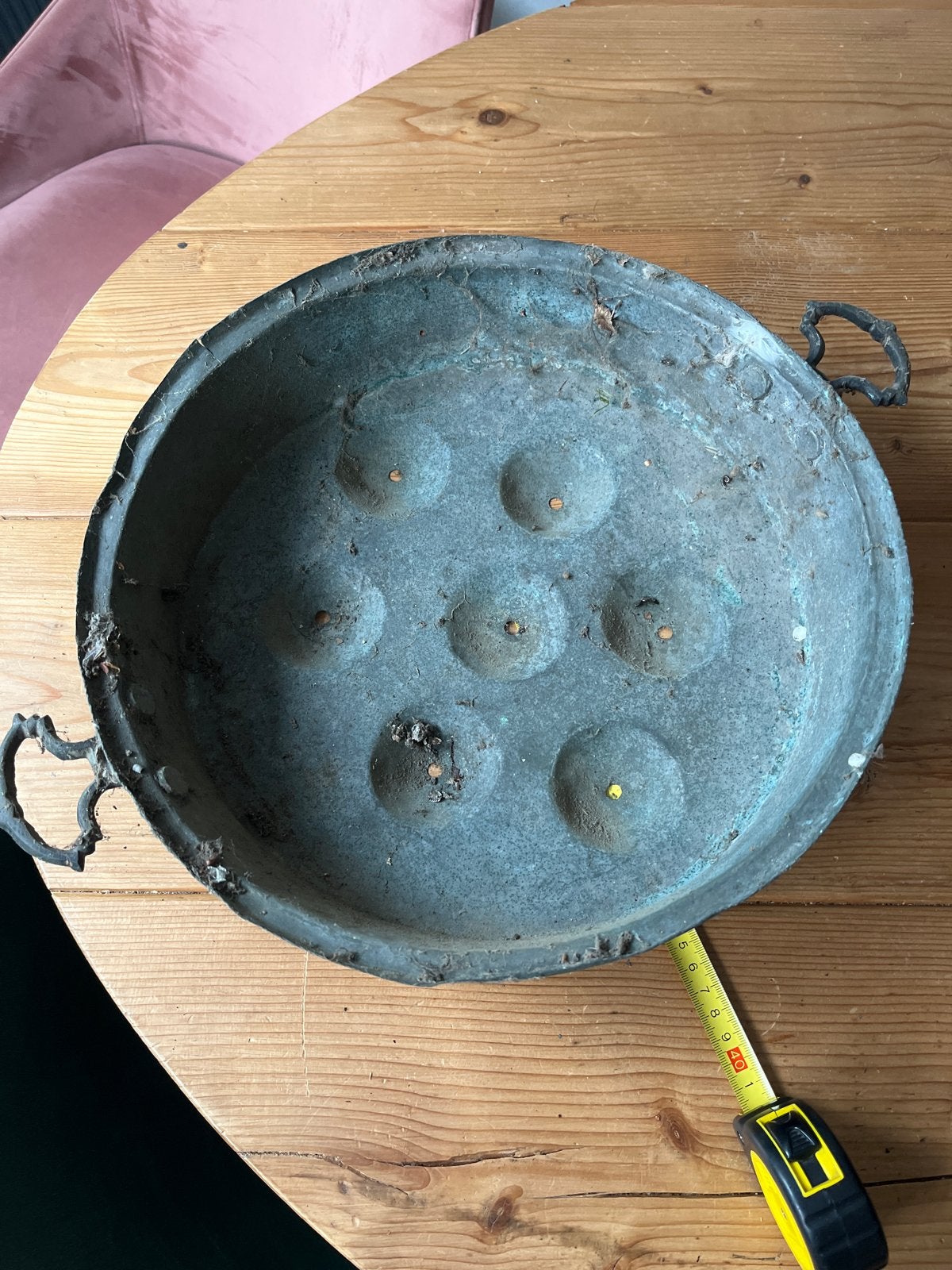 Antieke koperen slakkenpan met handvatten - Ø 36 cm, Ophalen of Verzenden