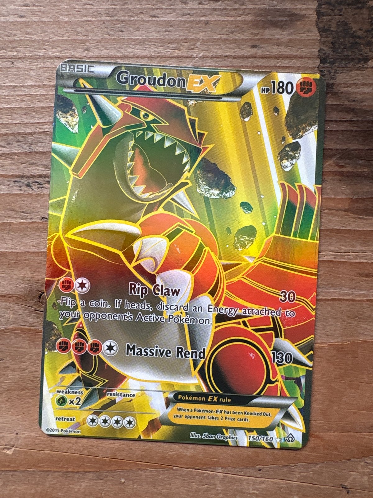 Groudon EX Full Art 150/160 Pokémon Kaart, Ophalen of Verzenden, Zo goed als nieuw, Losse kaart, Foil