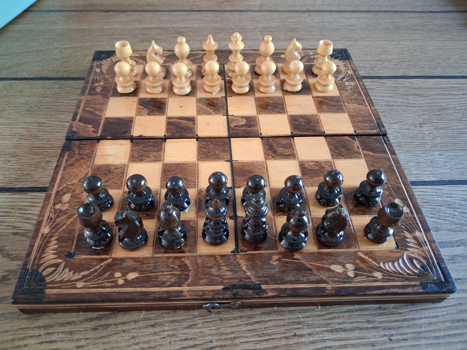 Schaakspel schaken vintage reis koffer, Ophalen of Verzenden, Gebruikt