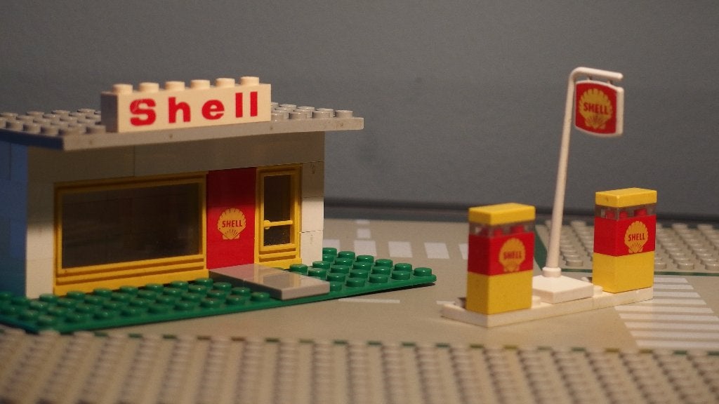 LEGO 648 Shell Service Station/Benzine Pomp, Kinderen en Baby's, Speelgoed | Duplo en Lego, Gebruikt, Lego, Compleet, Ophalen of Verzenden