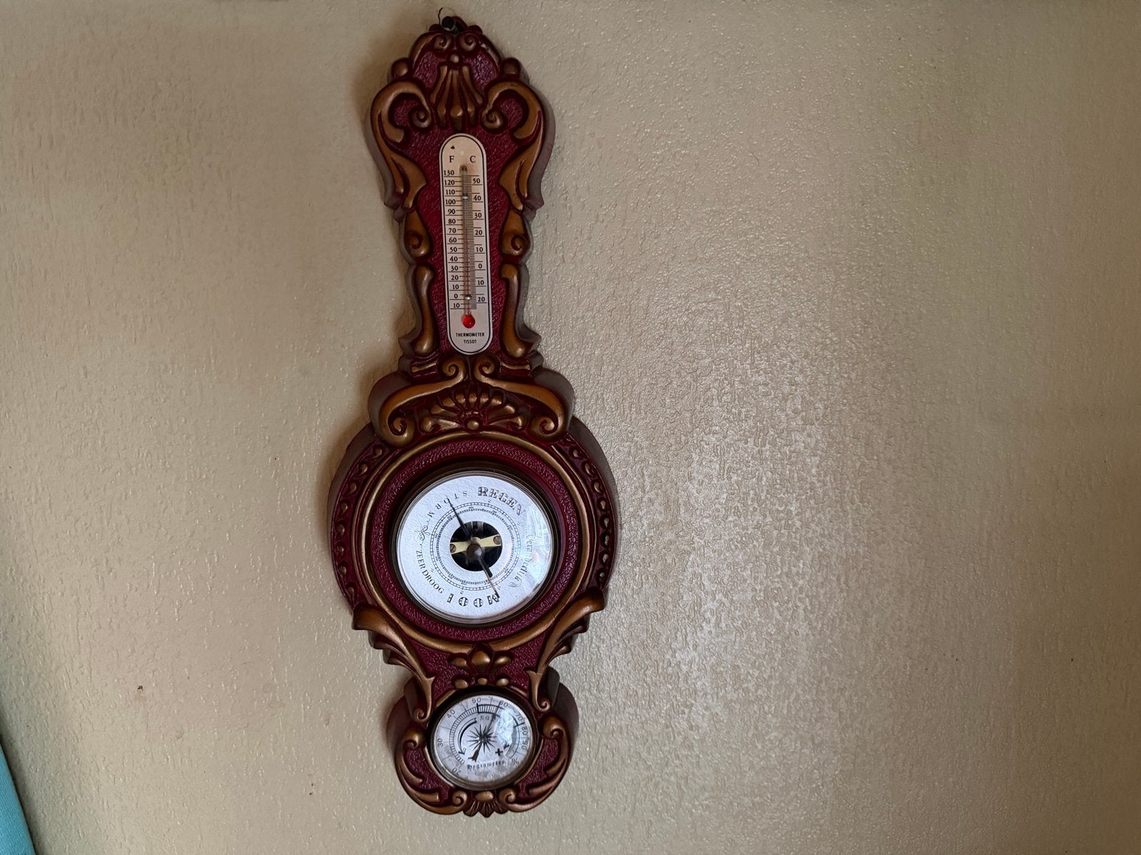 Antieke wandklok en barometer/thermometer set, Ophalen