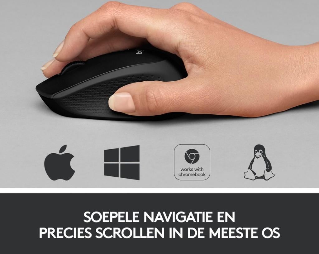 Logitech B330 Silent Plus - Stille Draadloze Muis - Zwart, Rechtshandig, Logitech, Info@currentcomponents.nl, Nieuw