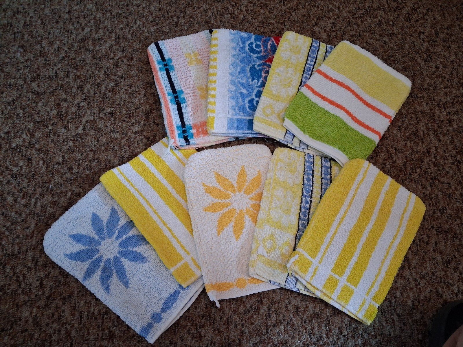 9 vintage washandjes, Ophalen, Overige kleuren, Overige materialen, Zo goed als nieuw