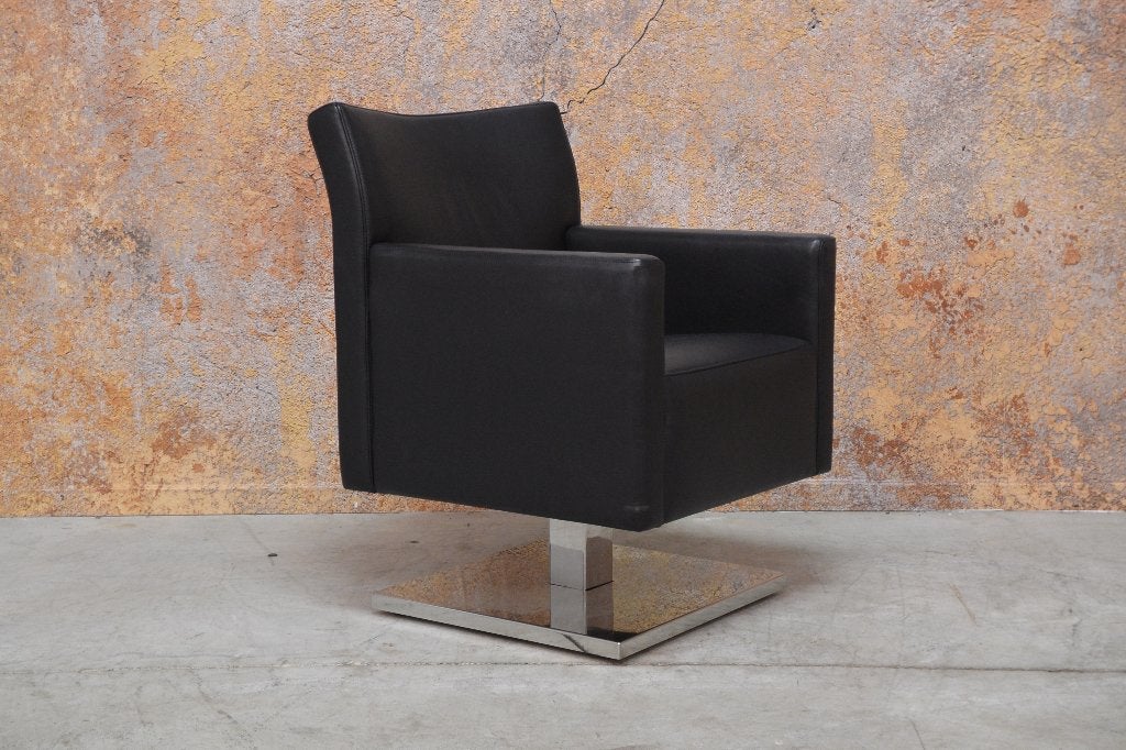 ZGANieuw zwarte leren Jori Kubolo design draaifauteuil, Jori, 75 tot 100 cm, Ophalen of Verzenden, Jori