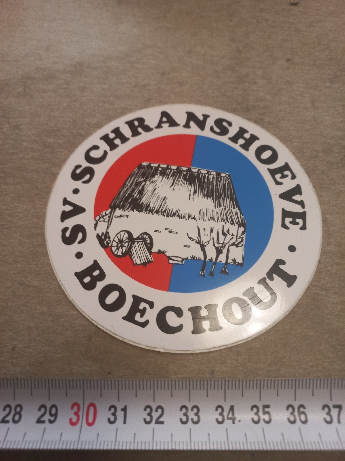 Vintage SV Schranshoeve Boechout sticker, Verzamelen, Ophalen of Verzenden
