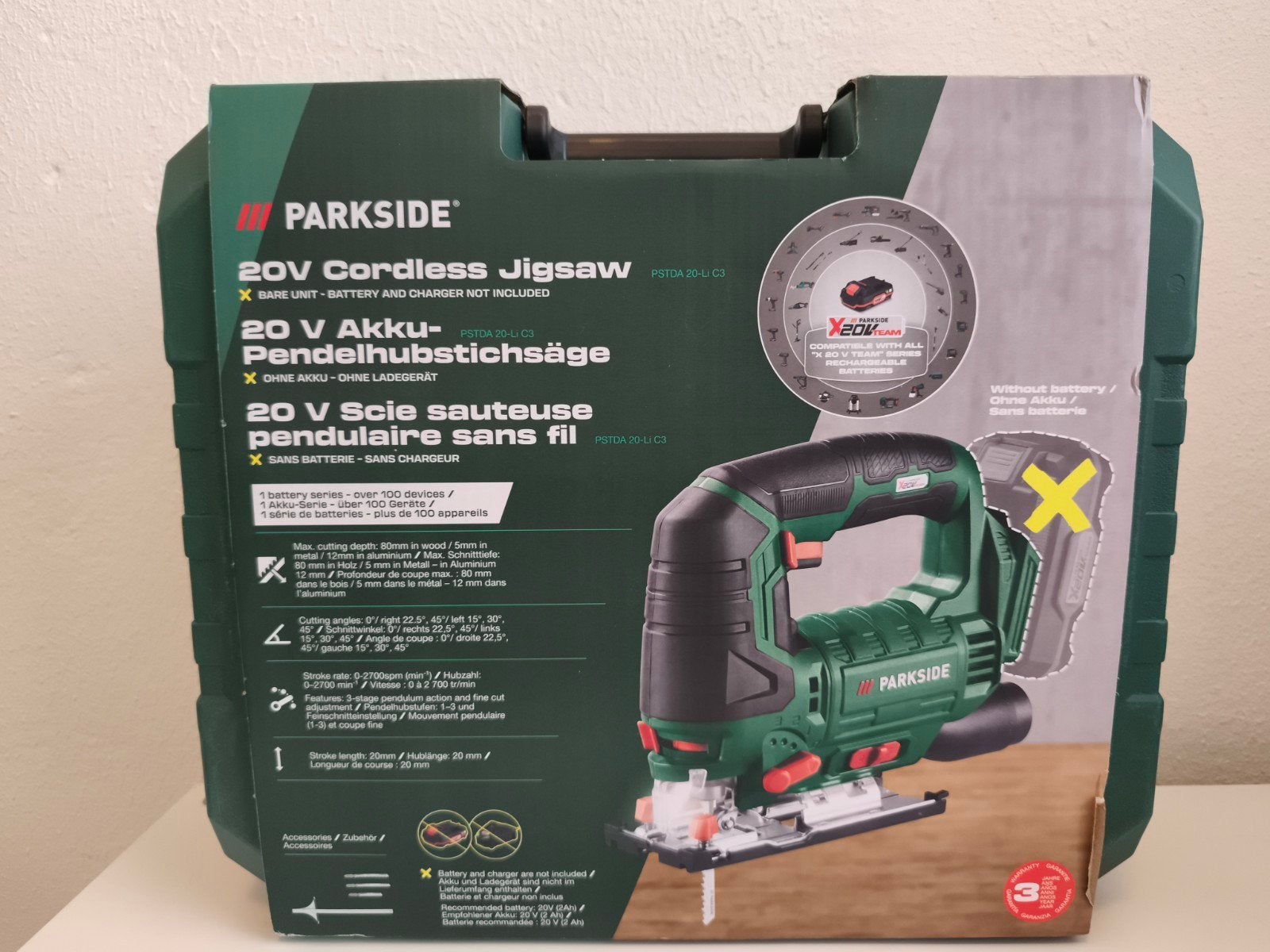 Parkside 20V Accu decoupeerzaag NIEUW in koffer, Ophalen, Nieuw, Parkside, Minder dan 600 watt