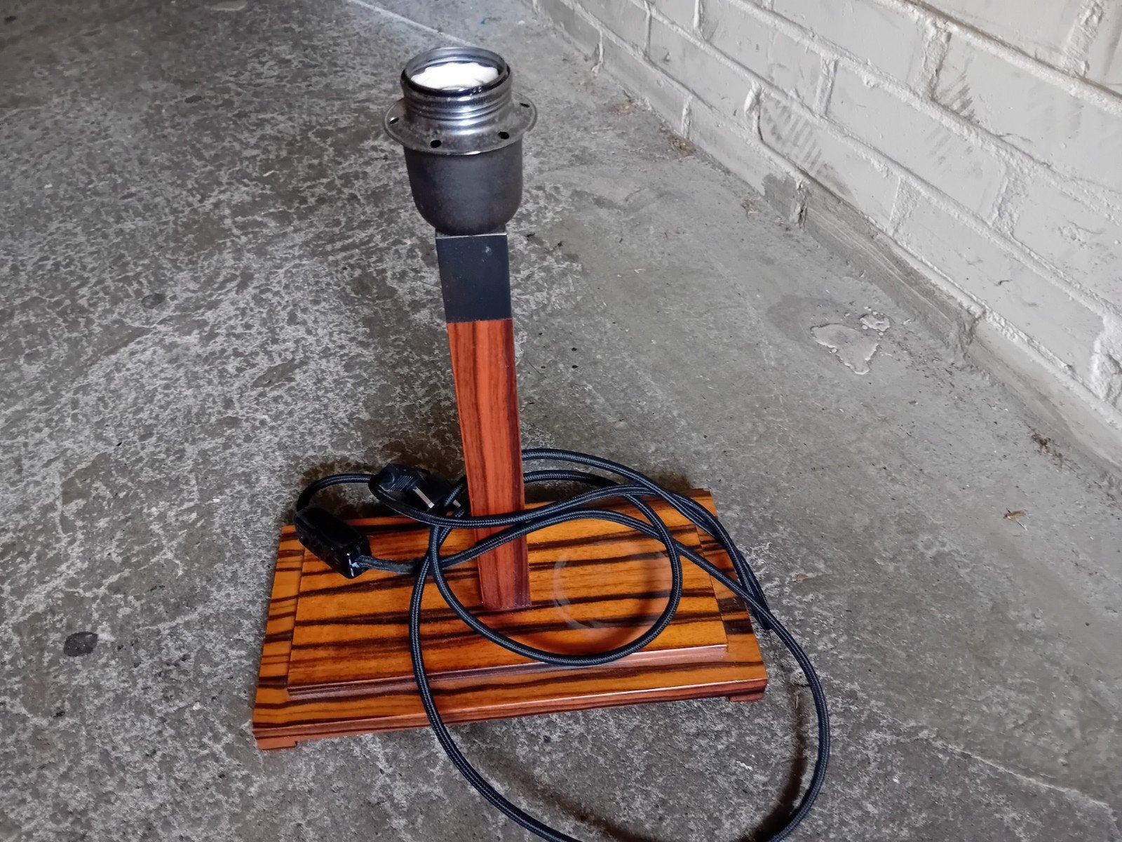 Vintage Sozzi Arredamenti 'Warry' Tafellamp - Hout & Metaal, Ophalen of Verzenden