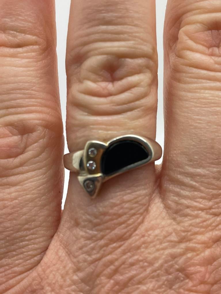 D617 Prachtige zilveren TEKA ring maat 17,5, Met edelsteen, Ophalen of Verzenden, X, Dame
