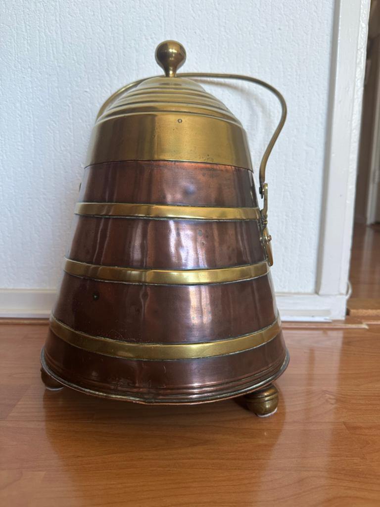 Antieke Koperen en Messing asemmer/doofpot, Ophalen, Koper
