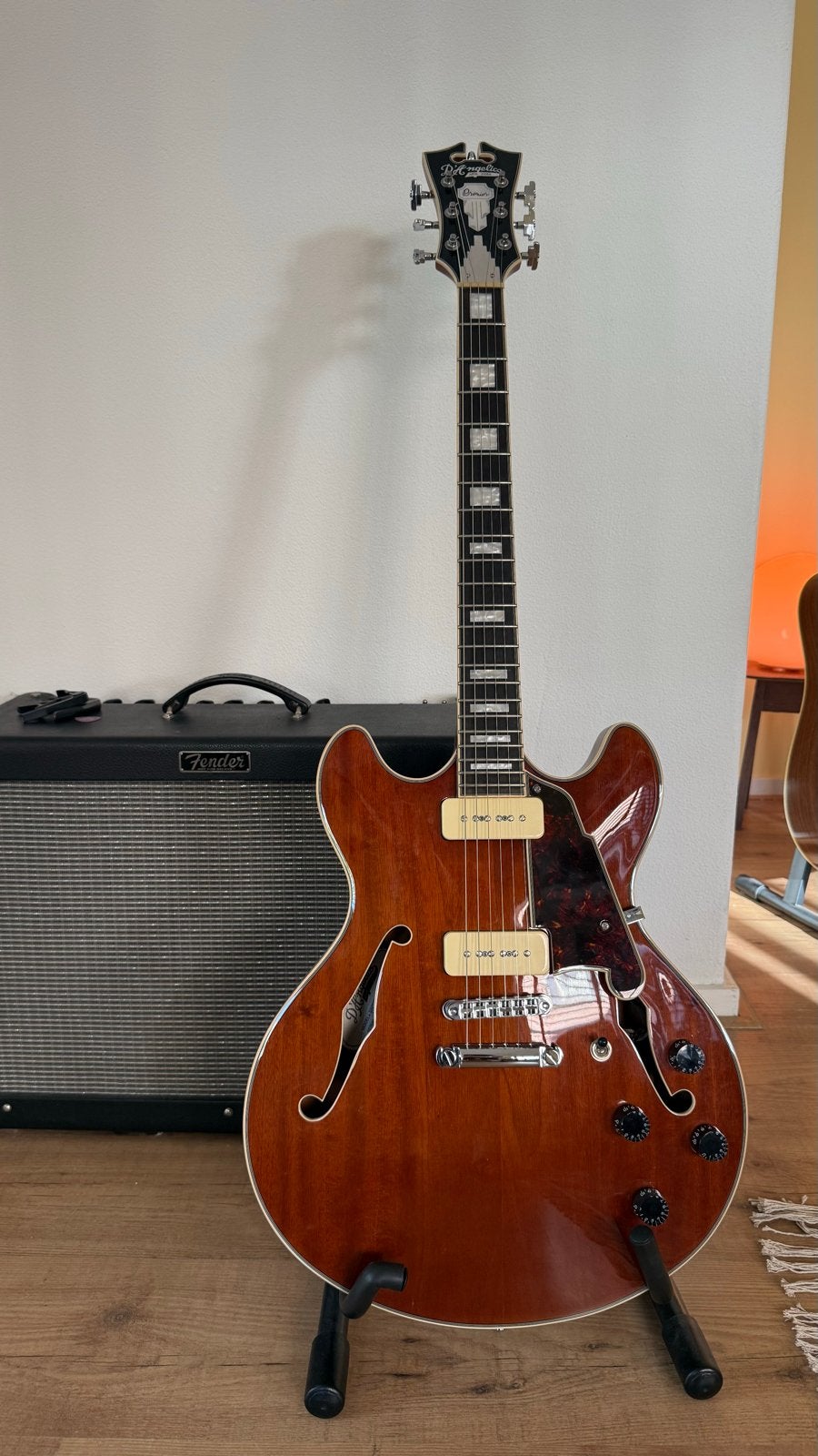 D'Angelico DC Boardwalk P90 Semi-Hollow Body Gitaar, Ophalen, Gebruikt, Semi-solid body, Overige merken