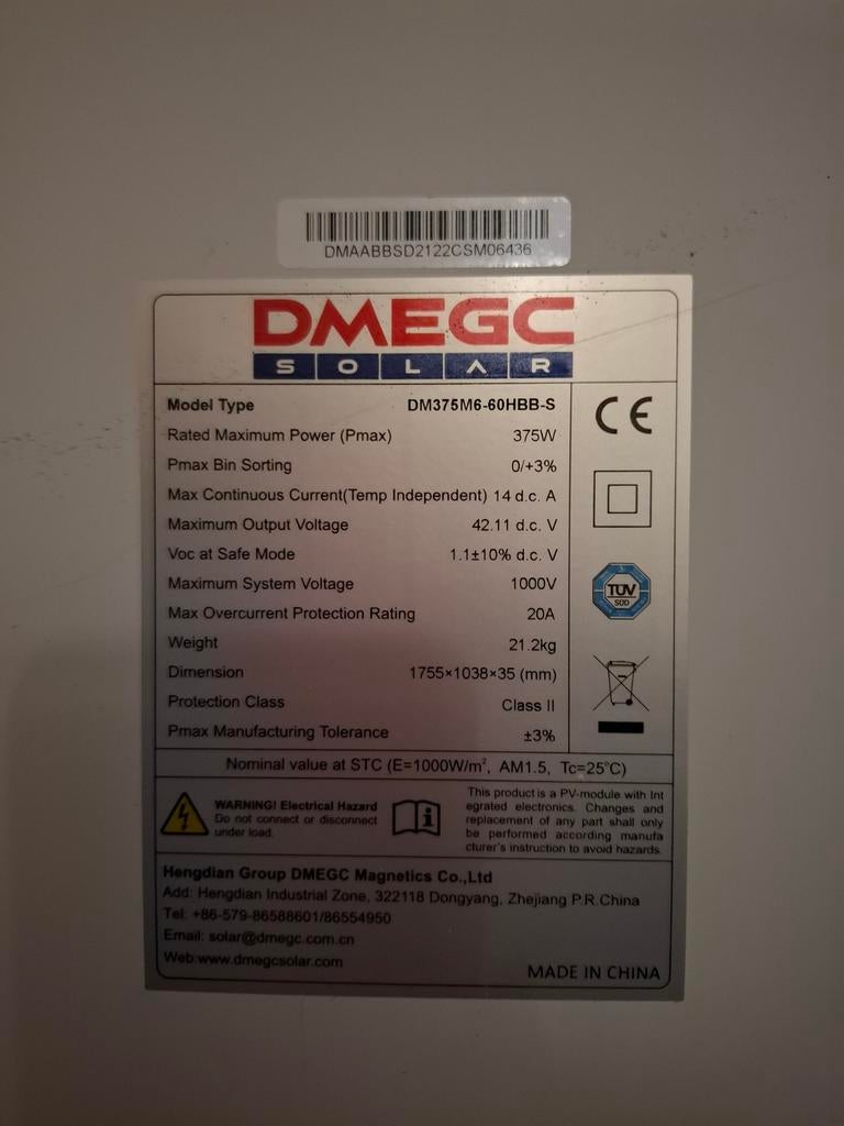 3x Taylor DMEGC Solar Zonnepaneel 375Wp - Nieuw, Ophalen, Nieuw