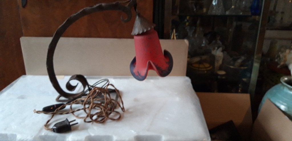 art deco lamp gietijzer buro/wand lamp, Antiek en Kunst, Antiek | Lampen, Verzenden