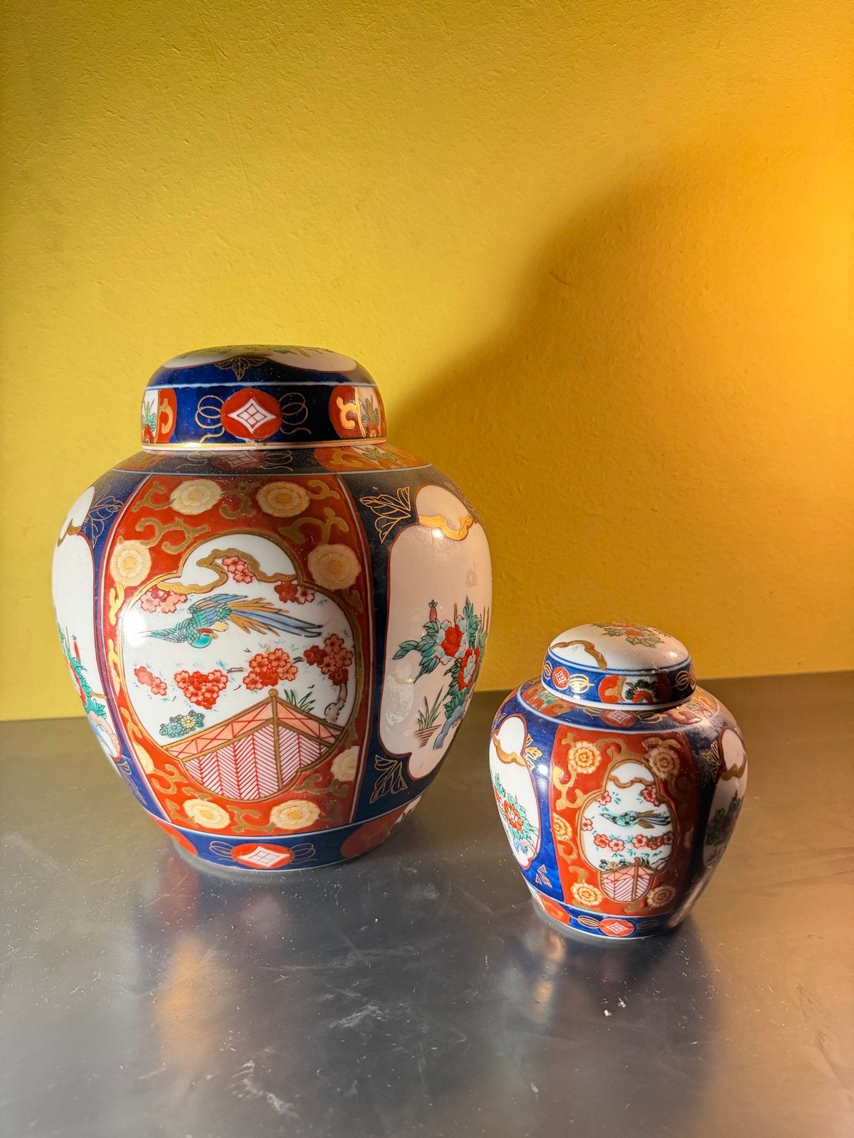 Set van 2 Gold Imari Handgeschilderde Gemberpotten, Ophalen of Verzenden