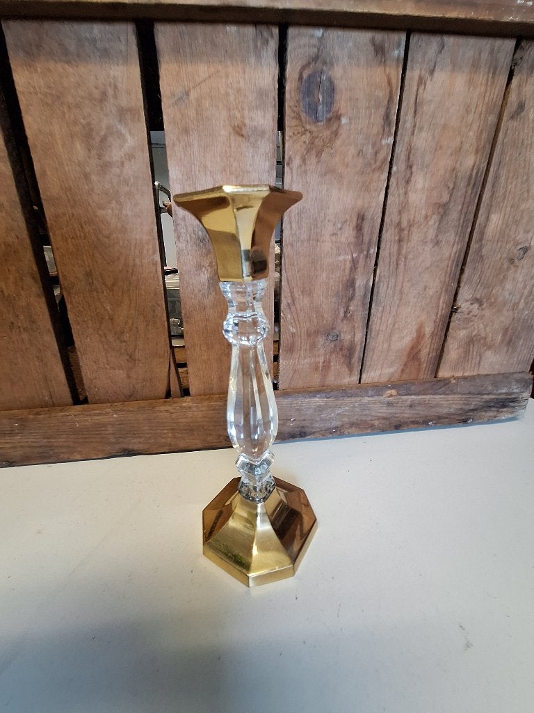 Kandelaar kunststof met messing 20 cm, Ophalen, Kunststof, Zo goed als nieuw, 20 cm