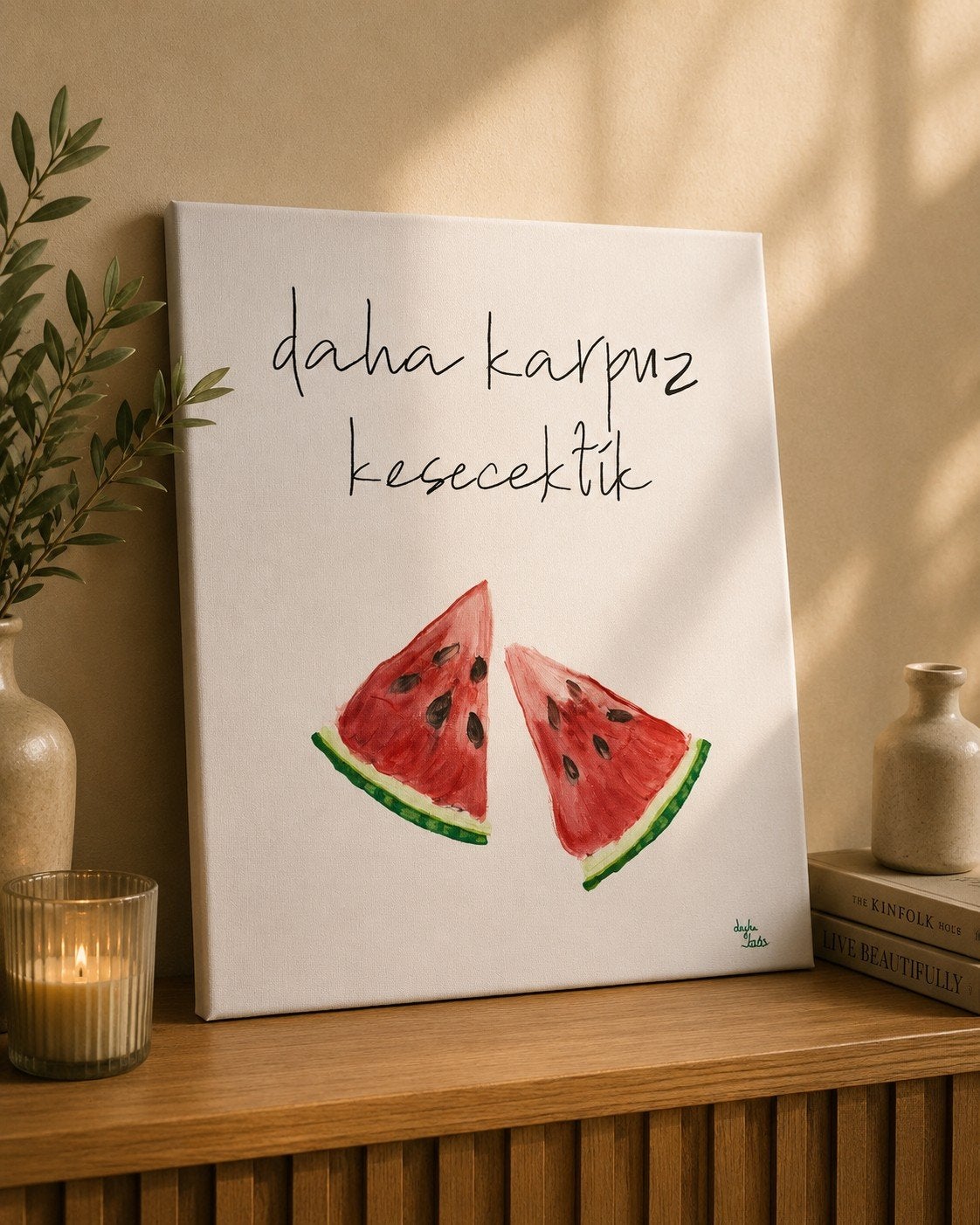 Turks Gastvrij Schilderij: 'Daha Karpuz Kesecektik', Ophalen of Verzenden